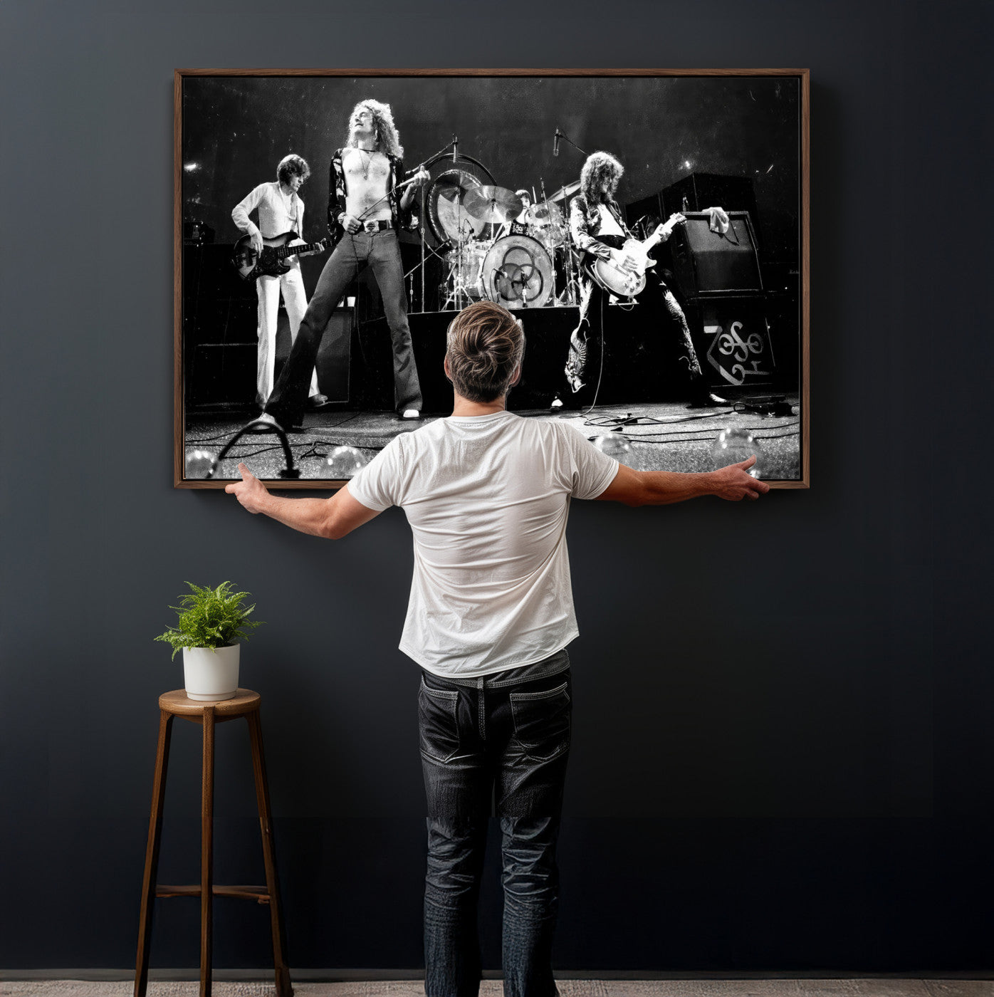 87313532-MGV-CV-36X24 - ed Zeppelin Live Concert Canvas Wall Art, Classic Rock Band Photography Print, Vintage Music Stage Performance Artwork