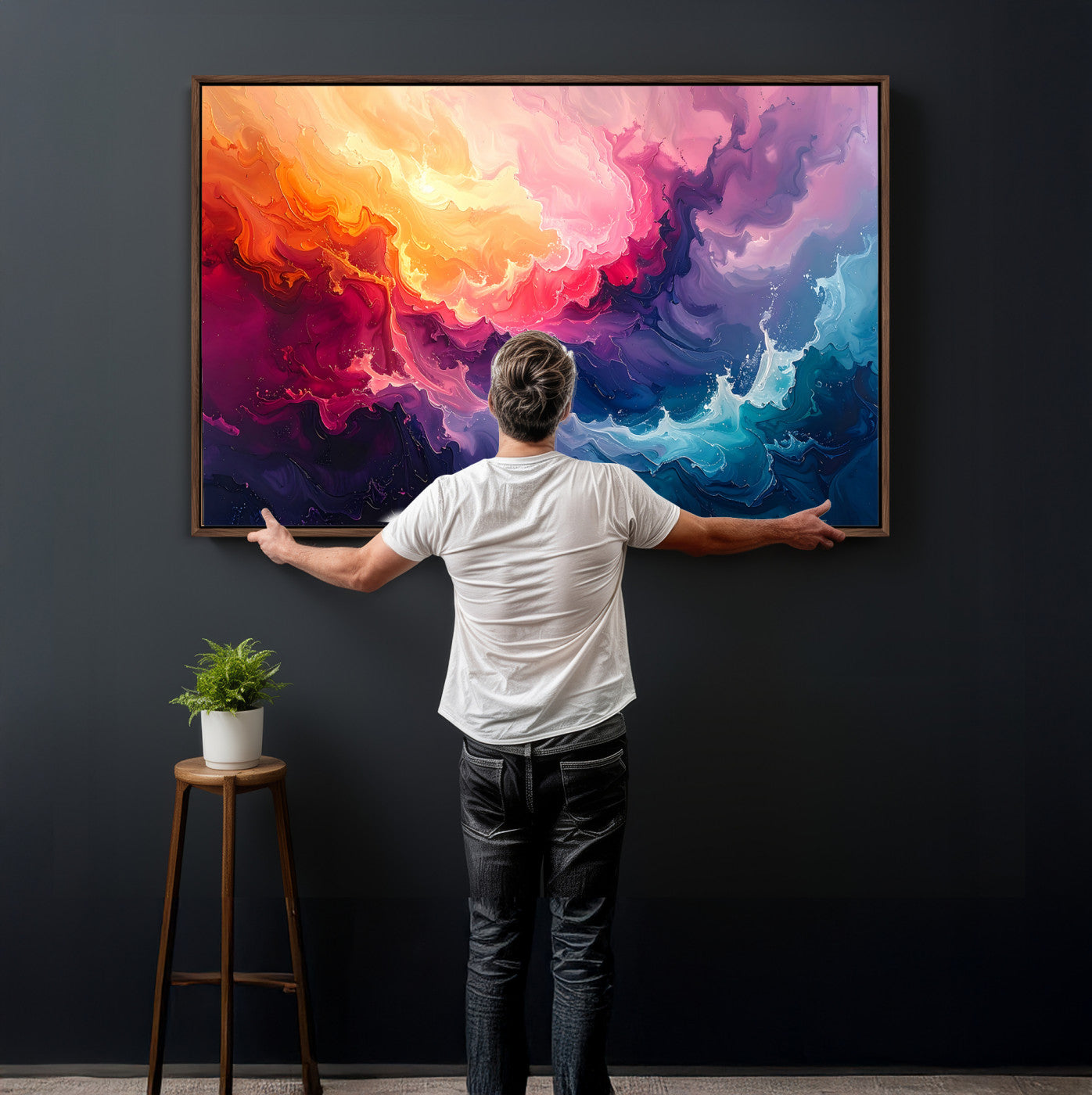 16157633-MGV-CV-36X24 - Large Colorful Abstract Canvas Wall Art Print, Vibrant Popup Color Art Print