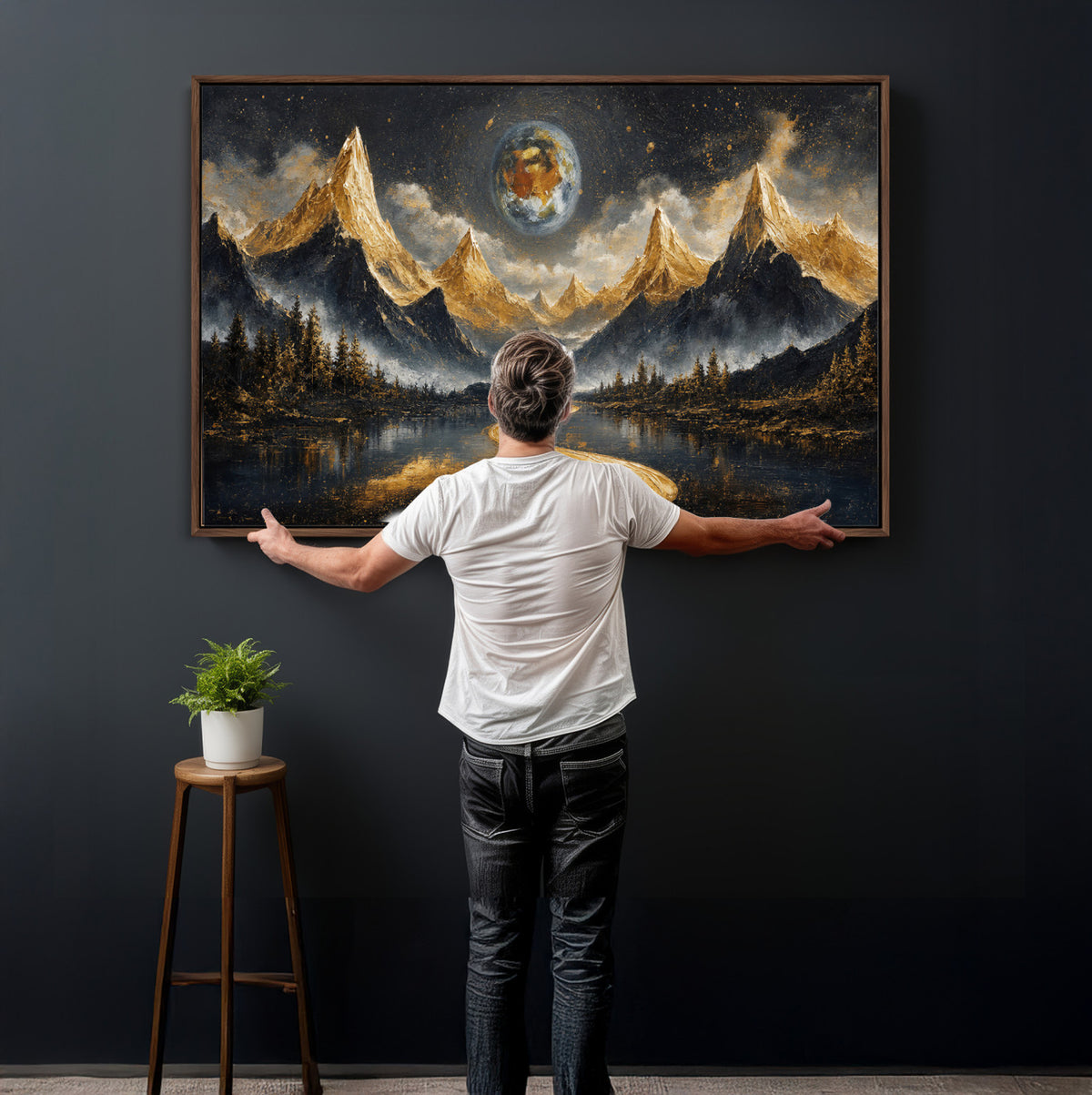 34202127-MGV-CV-36X24 - Abstract Mountain Wall Art Canvas Print Modern Landscape Painting Print