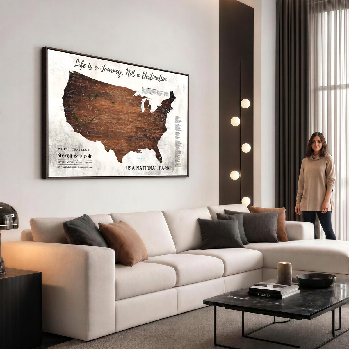 24049800-MGV-CV-36X24 - Personalized USA National Park Push Pin Travel Map Canvas Print