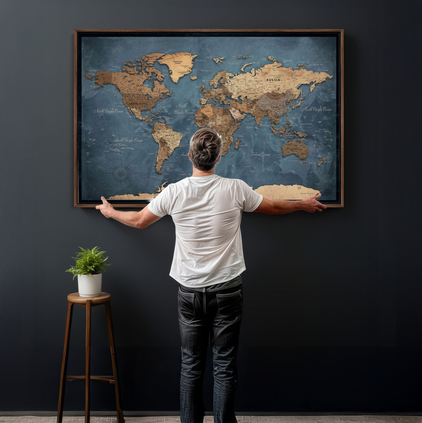 45826339-MGV-CV-36X24 - World Map Canvas Wall Art Canvas Print
