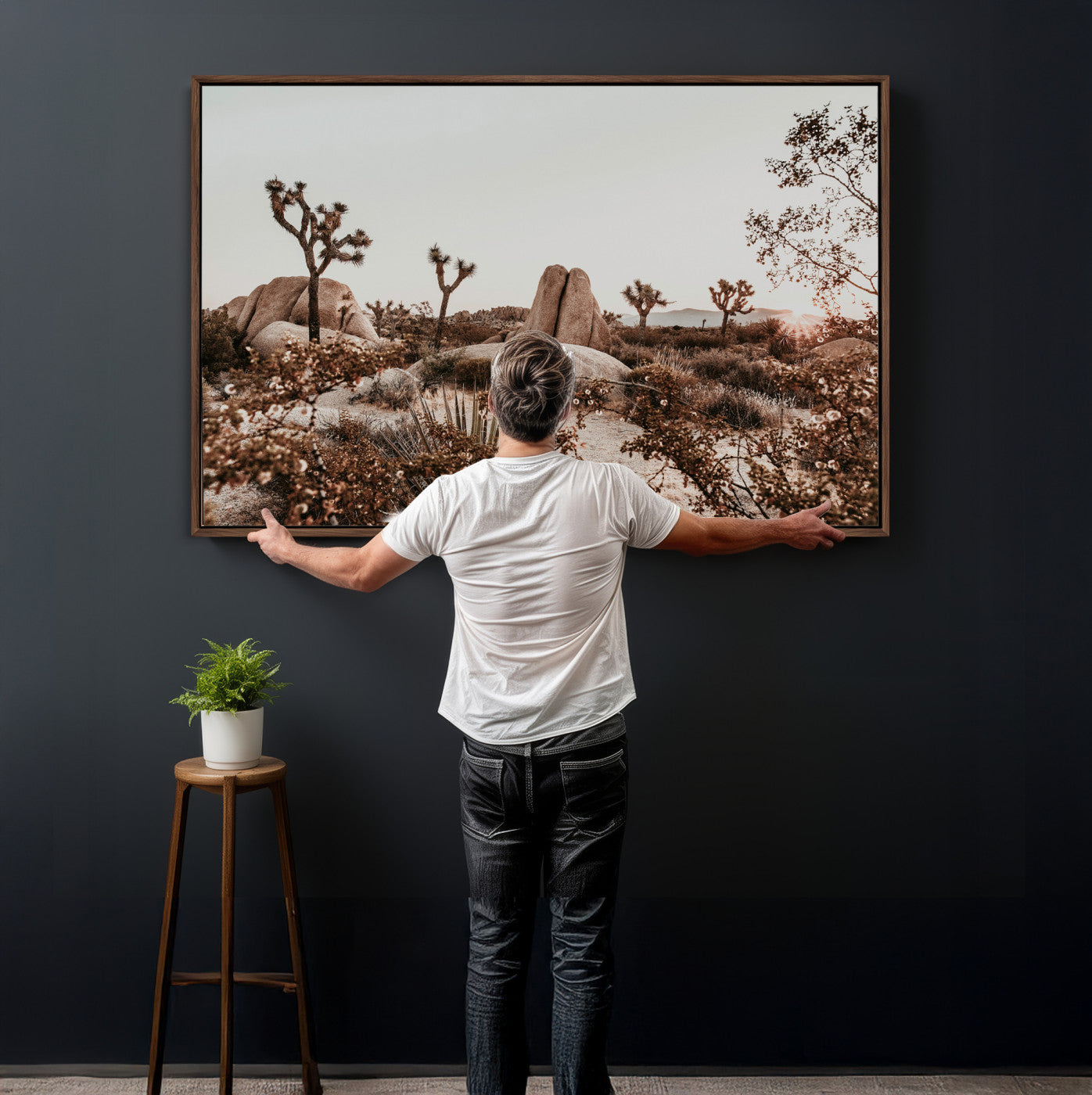 75778944-MGV-CV-36X24 - Joshua Tree Desert Canvas Wall Art Print | Desert Landscape Photography, Boho Southwest Wall Decor, Nature Canvas - Ready to Hang