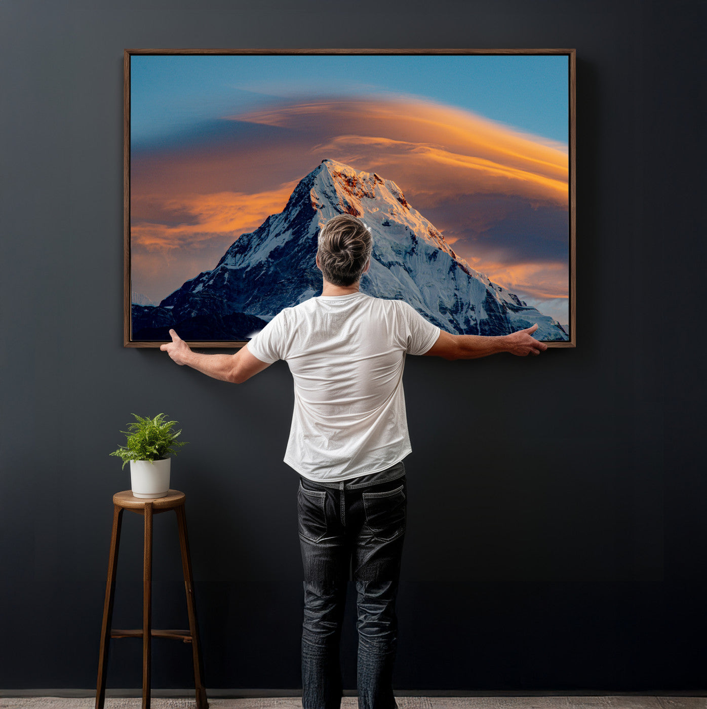 73810927-MGV-CV-36X24 - Snow Mountain Canvas Wall Art Print | Alpine Peak Landscape, Winter Nature Photography, Large Mountain Decor