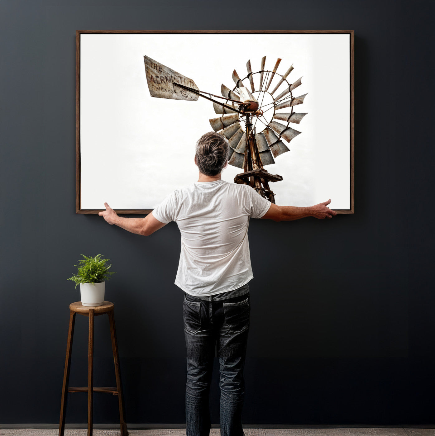 99806928-MGV-CV-36X24 - Rustic Farmhouse Windmill Canvas Wall Art Vintage Western Farmhouse Print