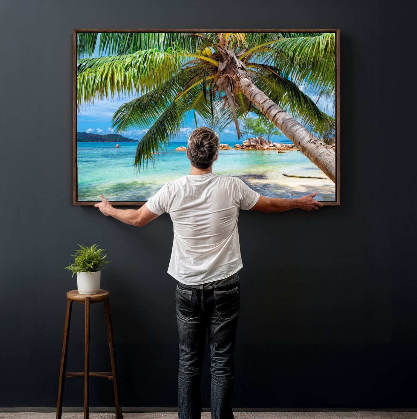 86824715-MGV-CV-36X24 - Seychelles Beach Canvas Wall Art - Anse Volbert Praslin Island Print