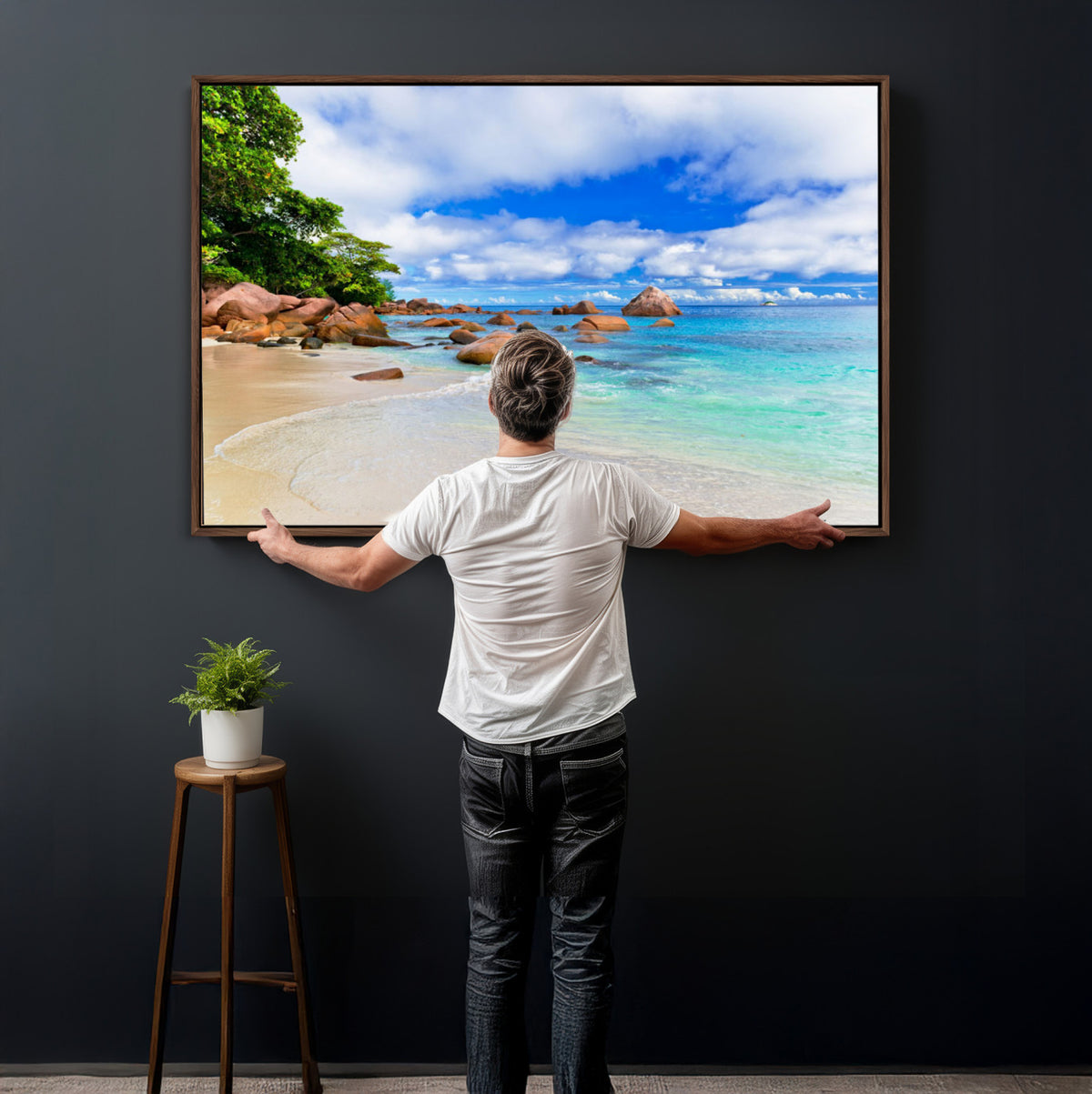 81980382-MGV-CV-36X24 - Seychelles Beach Canvas Wall Art - Anse Intendance Turquoise Ocean Print