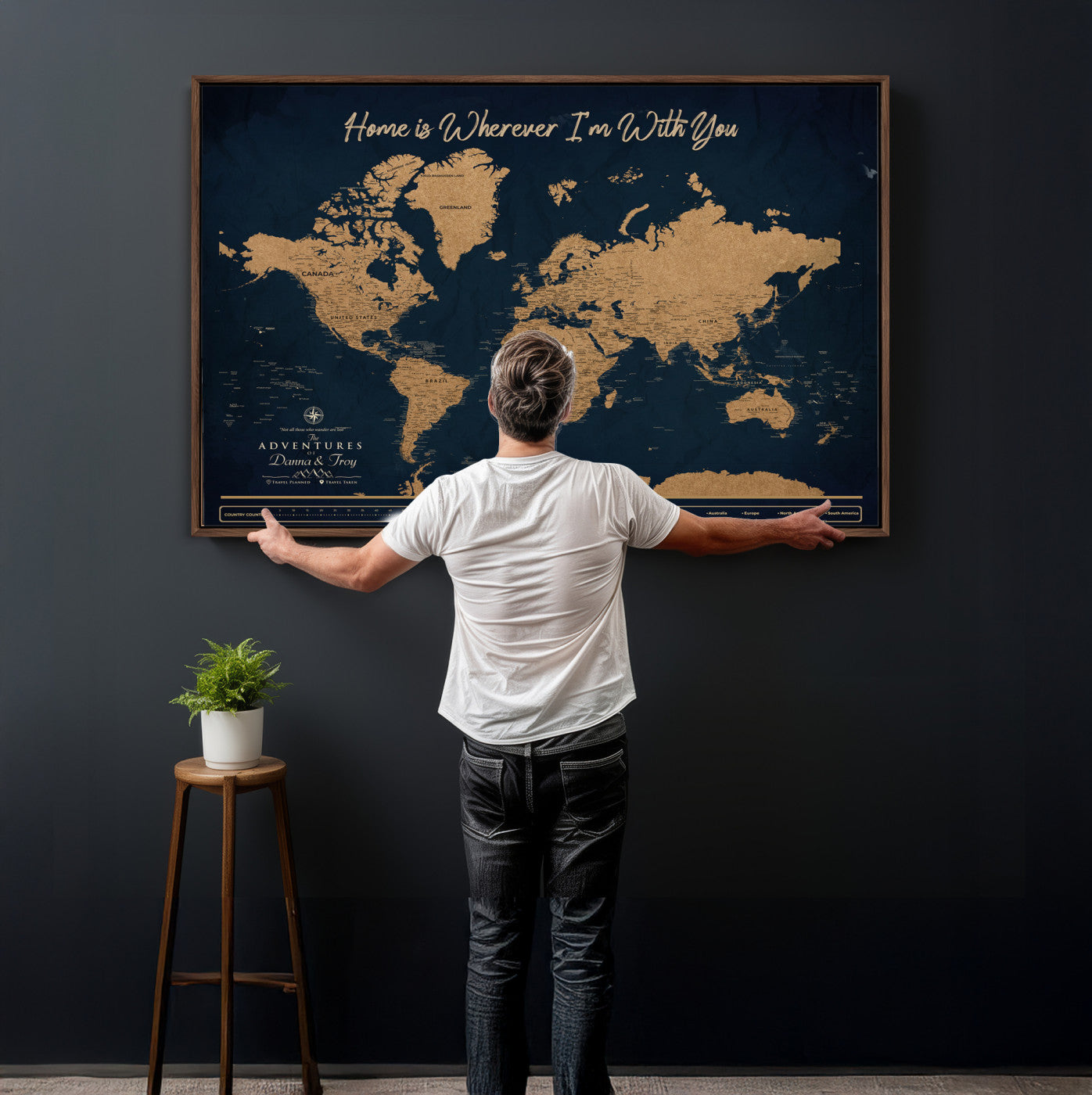 45598170-MGV-CV-36X24 - Custom Push Pin World Map Canvas Print – Personalized Travel Map Wall Art