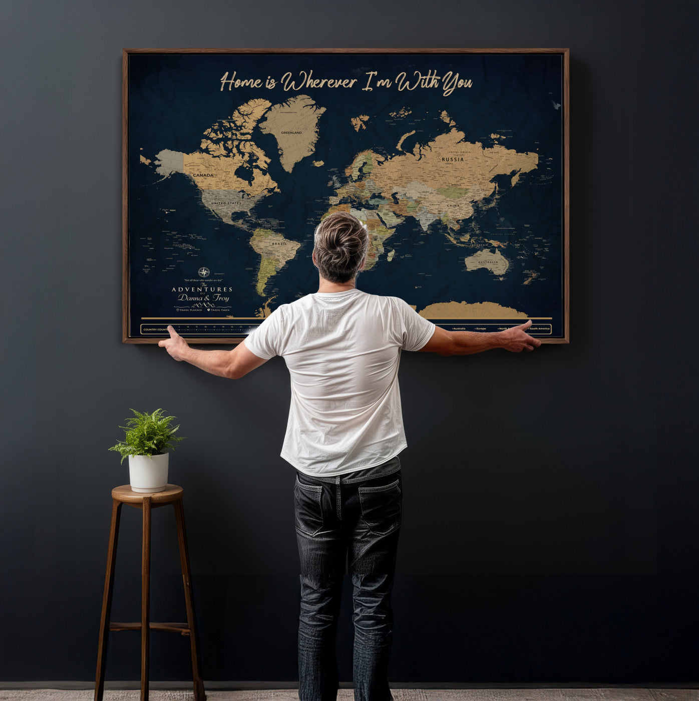 14276407-MGV-CV-36X24 - Custom Push Pin World Map Canvas Print – Personalized Travel Map Wall Art