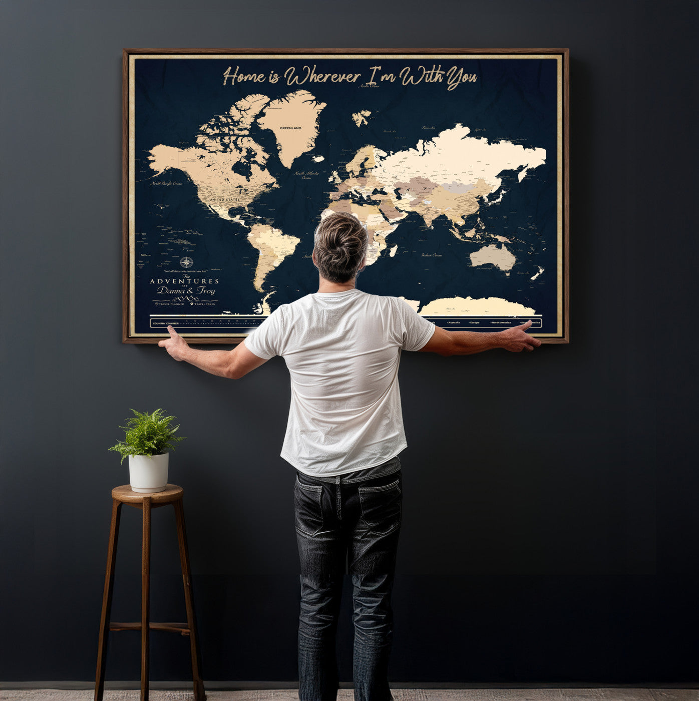 29990805-MGV-CV-36X24 - Custom Push Pin World Map Canvas Print – Personalized Travel Map Wall Art