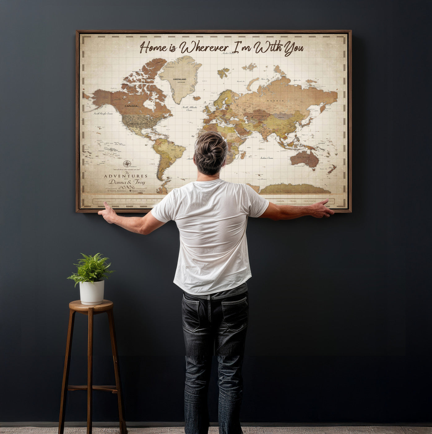 33352020-MGV-CV-36X24 - Custom Push Pin World Map Canvas Print – Personalized Travel Map Wall Art
