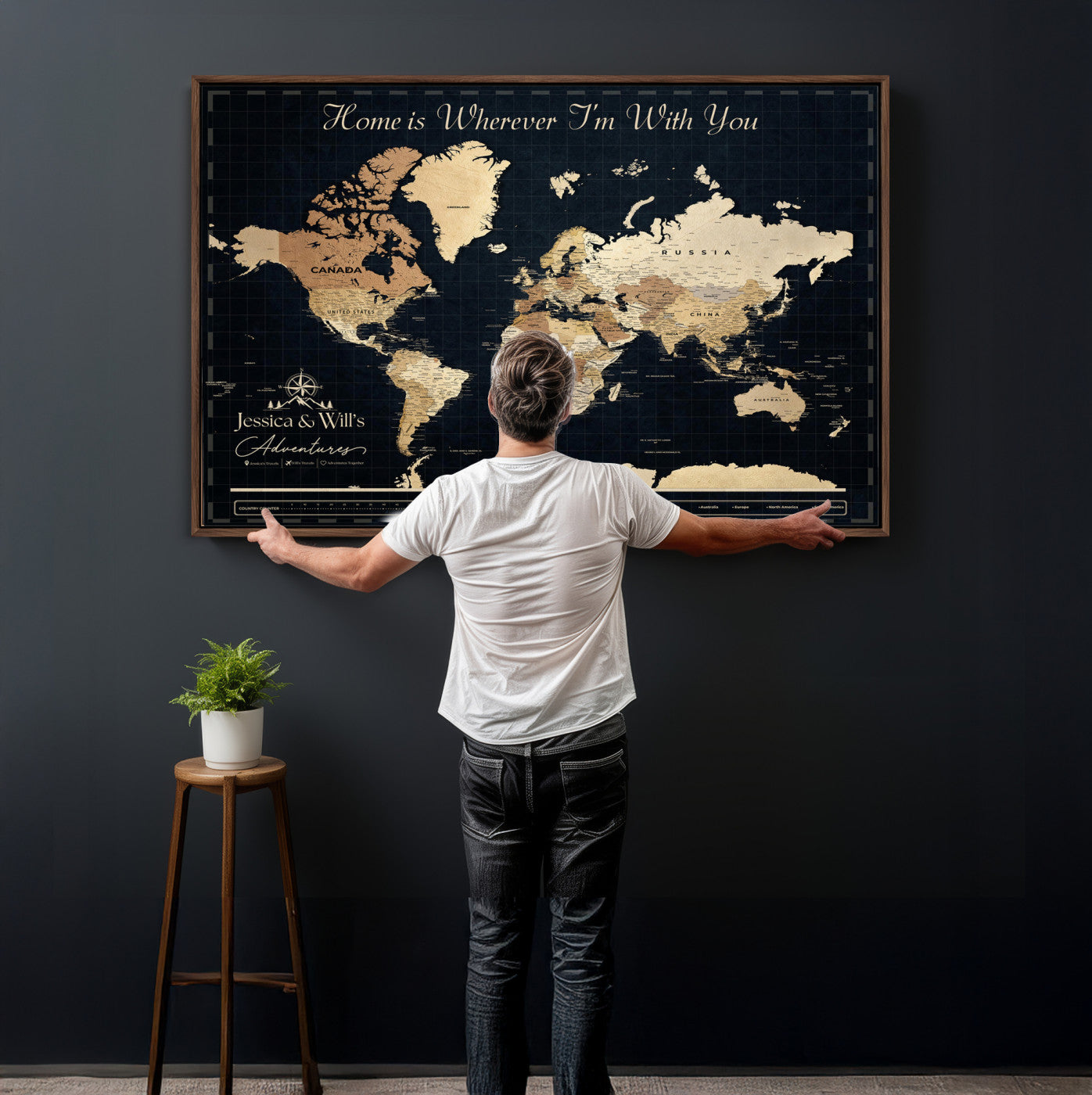 83786806-MGV-CV-36X24 - Custom Push Pin World Map Canvas Print – Personalized Travel Map Wall Art