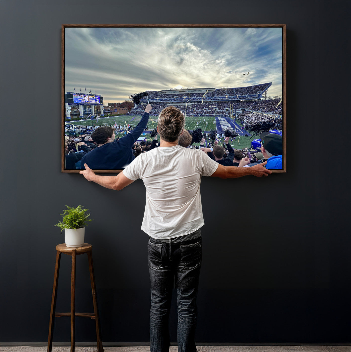 400867JMU-MGV-CV-36X24 - JMU Stadium Wall Art Canvas Print for Game Room Decor - James Madison University Stadium