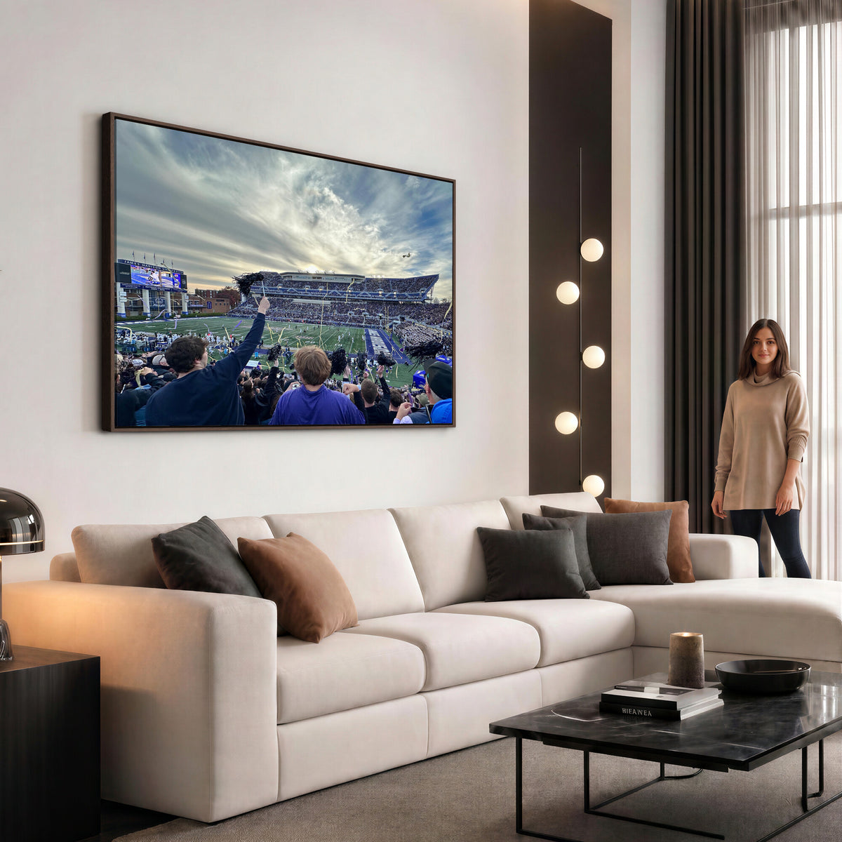 400867JMU-MGV-CV-36X24 - JMU Stadium Wall Art Canvas Print for Game Room Decor - James Madison University Stadium