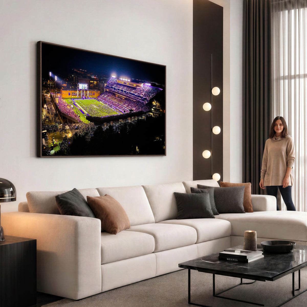 400867JMU2-MGV-CV-36X24 - JMU Stadium Wall Art Canvas Print for Game Room Decor - James Madison University Stadium