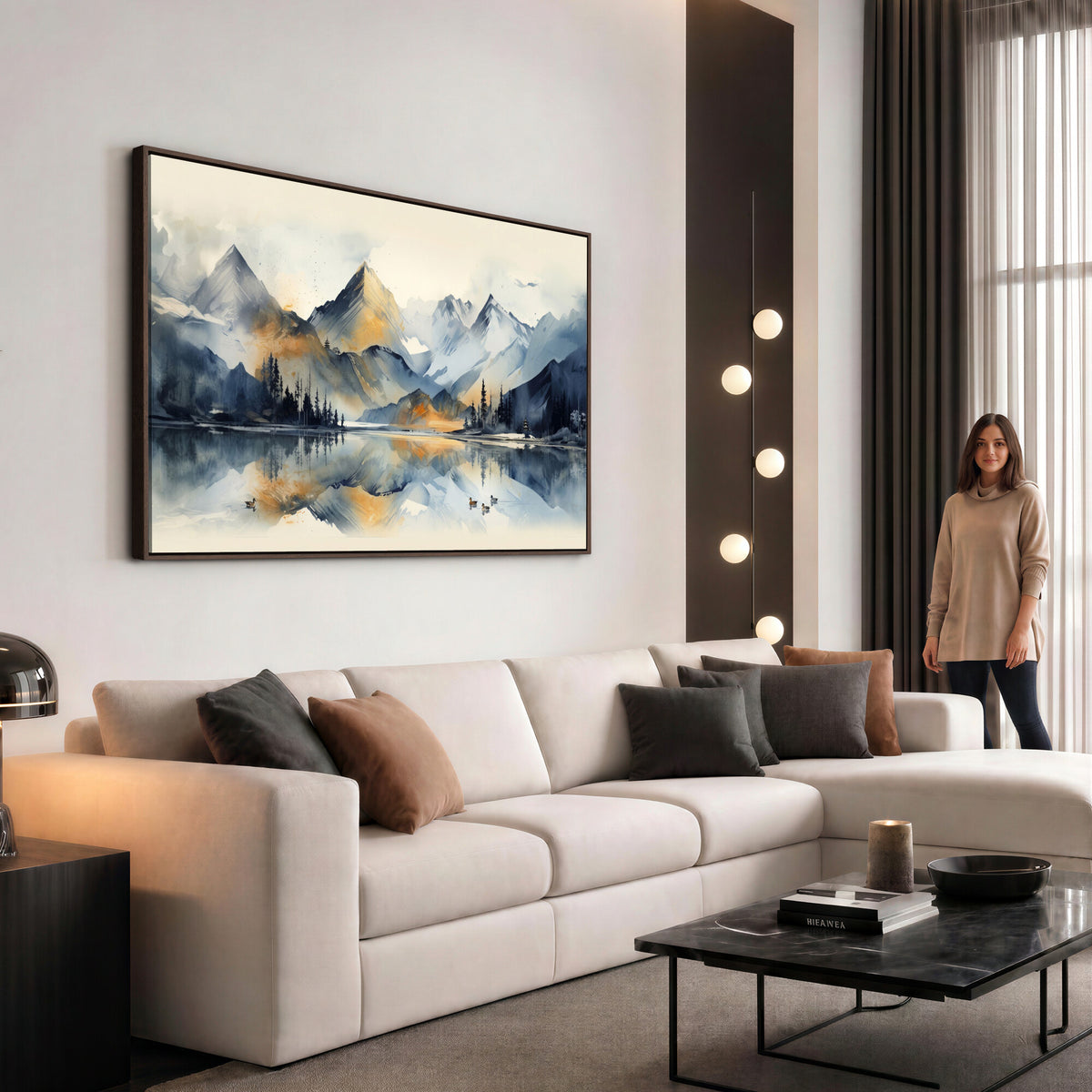 10196184T-MGV-CV-36X24 - Lake Abstract Mountain Wall Art Canvas Print