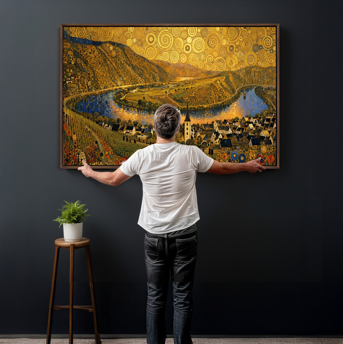 33713008-MGV-CV-36X24 - Gustav Klimt Style Mosel City Wall Art Canvas Print