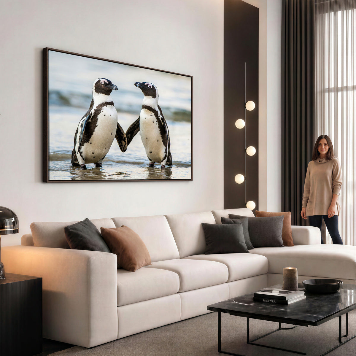 64870405-MGV-TP-30X20 - African Penguins Boulders Beach Wall Art Canvas Print, Cute Penguin Couple Photo Print