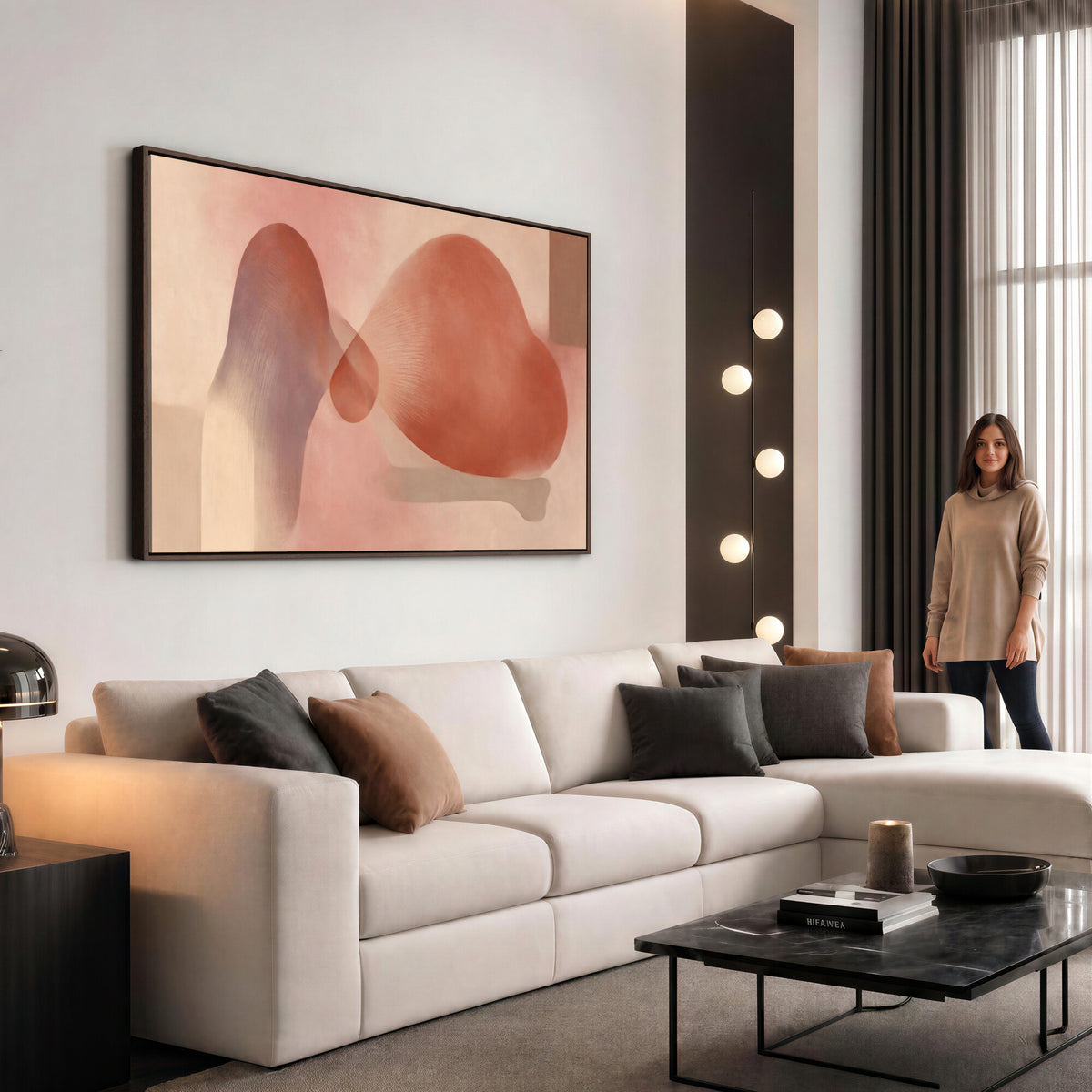 85110643-MGV-CV-36X24 - Vinna Begin Calin Biomorphic Abstract Wall Art Canvas Print, Terracotta Pink Organic Shapes
