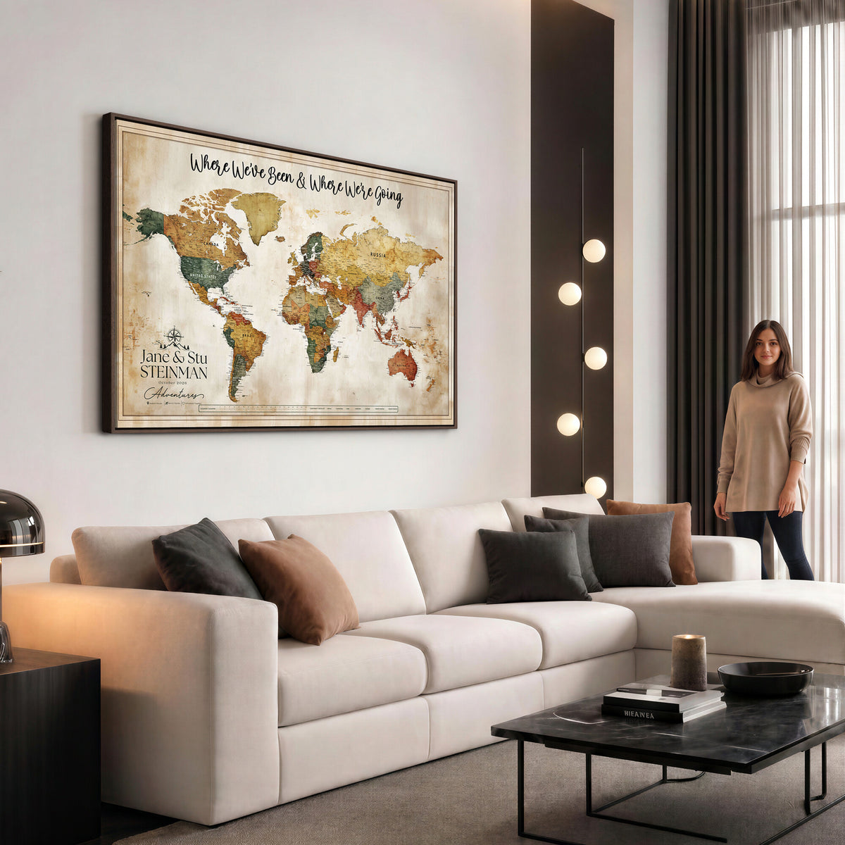 19542567-MGV-CV-36X24 - Custom Push Pin World Map Canvas | Personalized Travel Tracker - NEWMAP-167