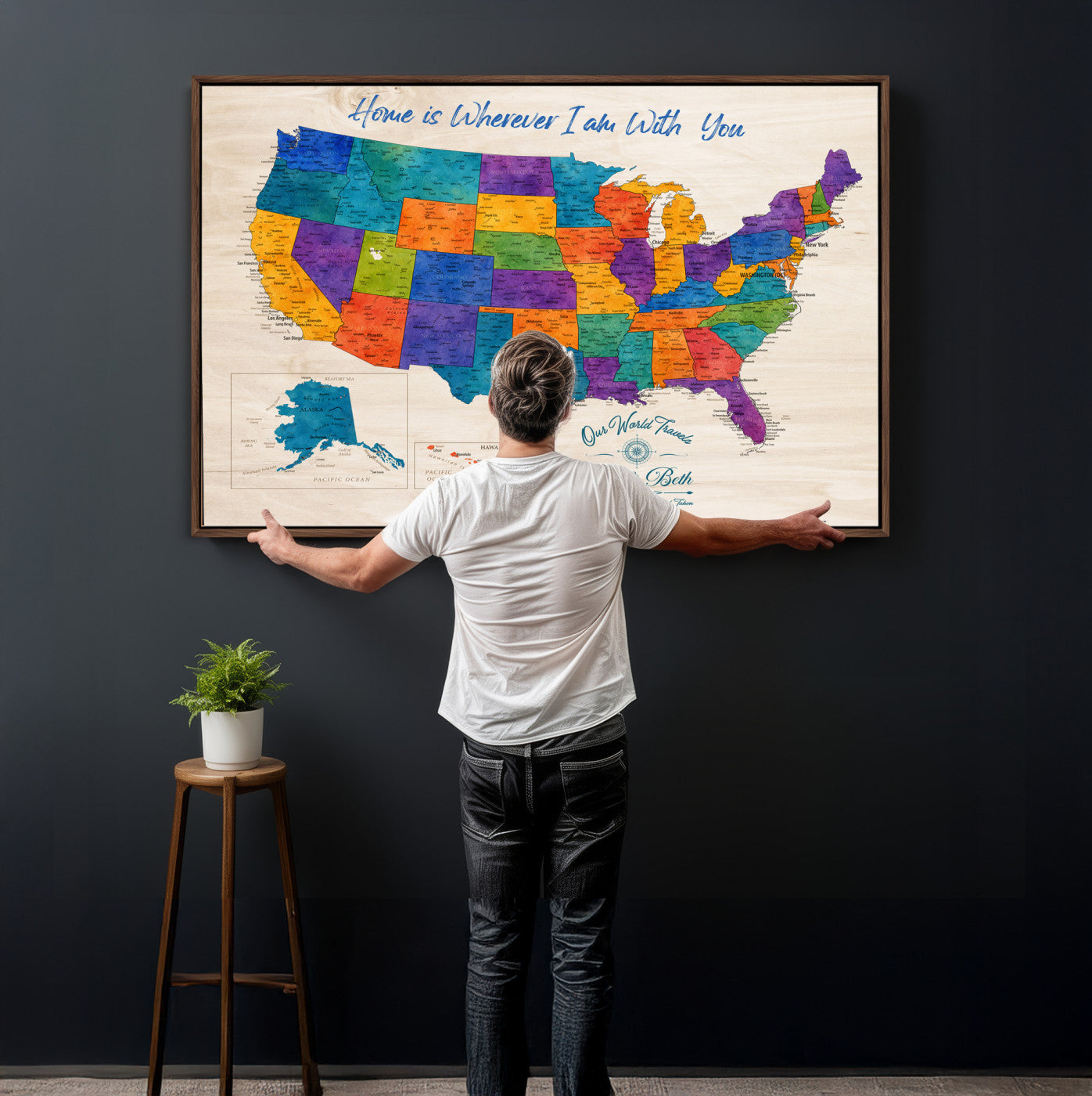 588510355-MGV-CV-36X24 - Personalized USA Push Pin Travel Map – Custom United States Map Wall Art