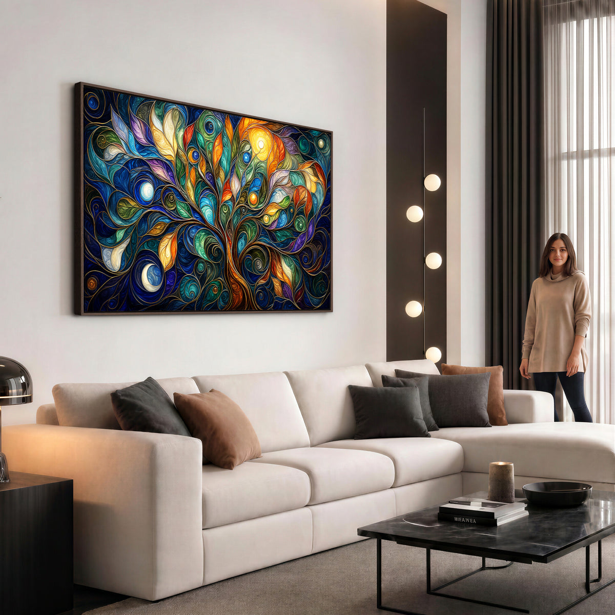 60127105-MGV-CV-36X24 - Psychedelic Tree Of Life Wall Art - Vibrant Swirl Cosmic Nature Decor