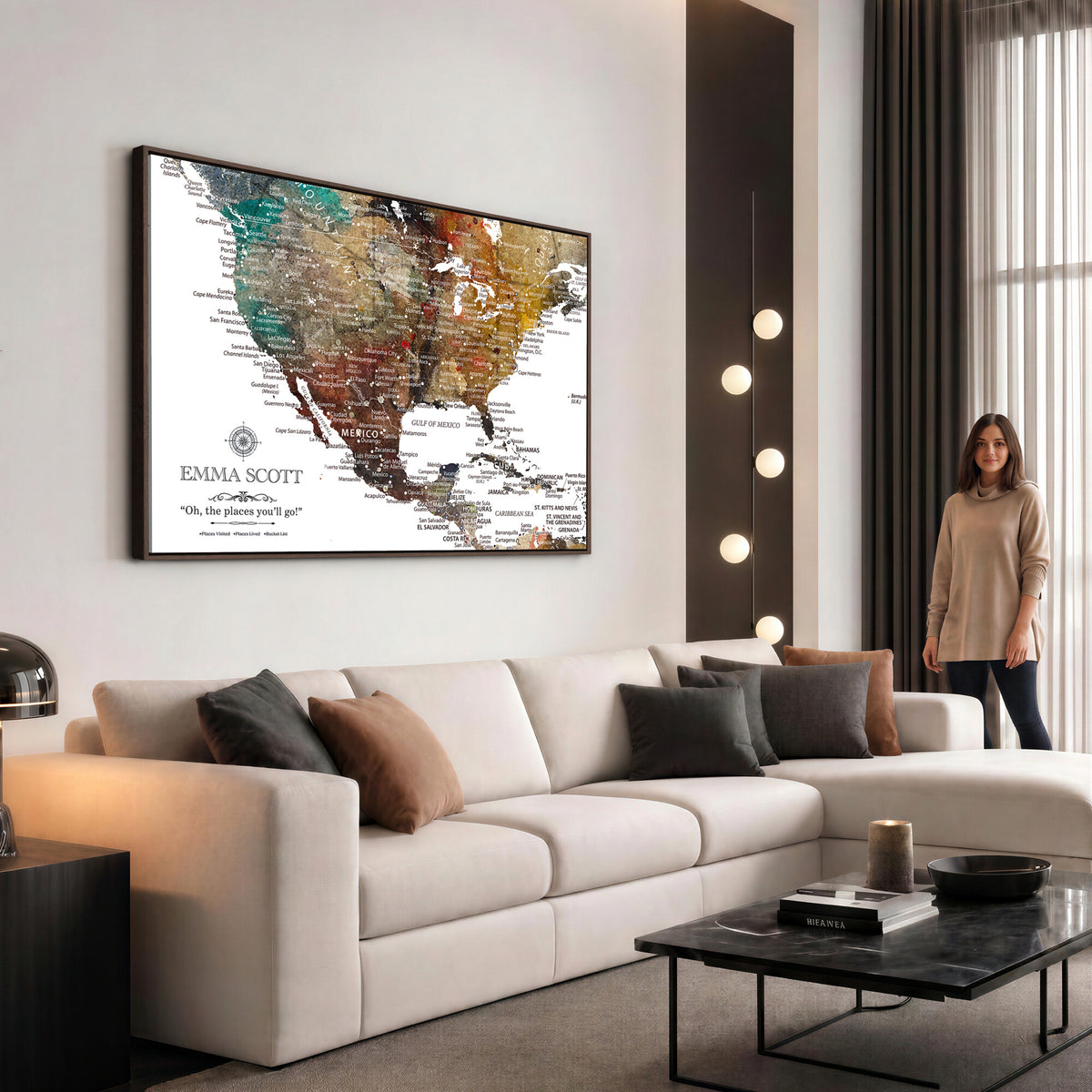 53374031-MGV-CV-36X24 - Custom USA Push Pin Travel Map Canvas Wall Art - Personalized Couples Gift Flat Digital Print