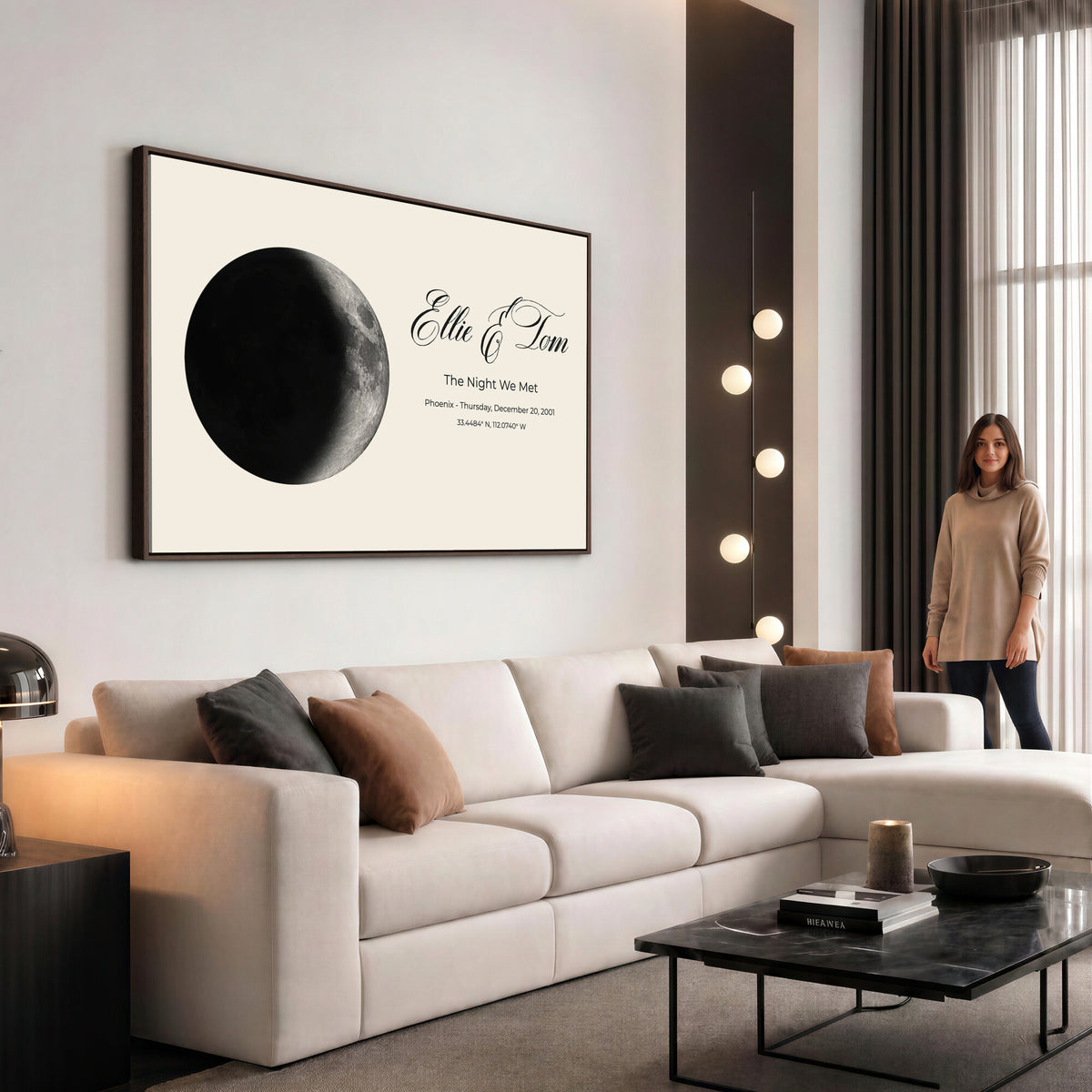 CSTM914MOON-MGV-CV-36X24 - Moon Phase Canvas Print – Personalized Moon from the Night You Met Wall Art