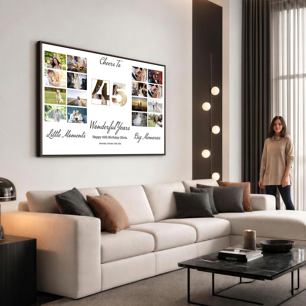 CSTM914CLJ-MGV-CV-36X24 - Moments and Memories Canvas Print – Personalized Birthday Photo Grid Wall Art