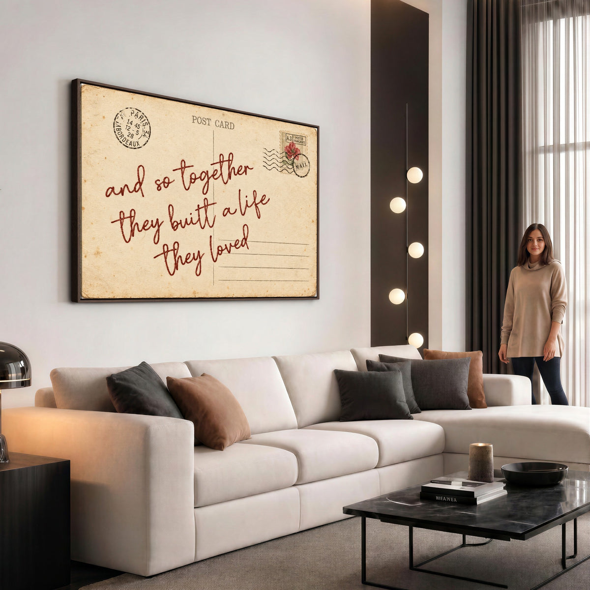 Personalized vintage postcard canvas with custom love note, view 20