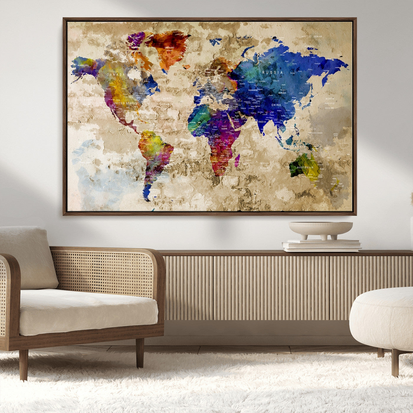 MGV-FC-36X24 - World Map Wall Art Canvas Print for Home and Office Decor