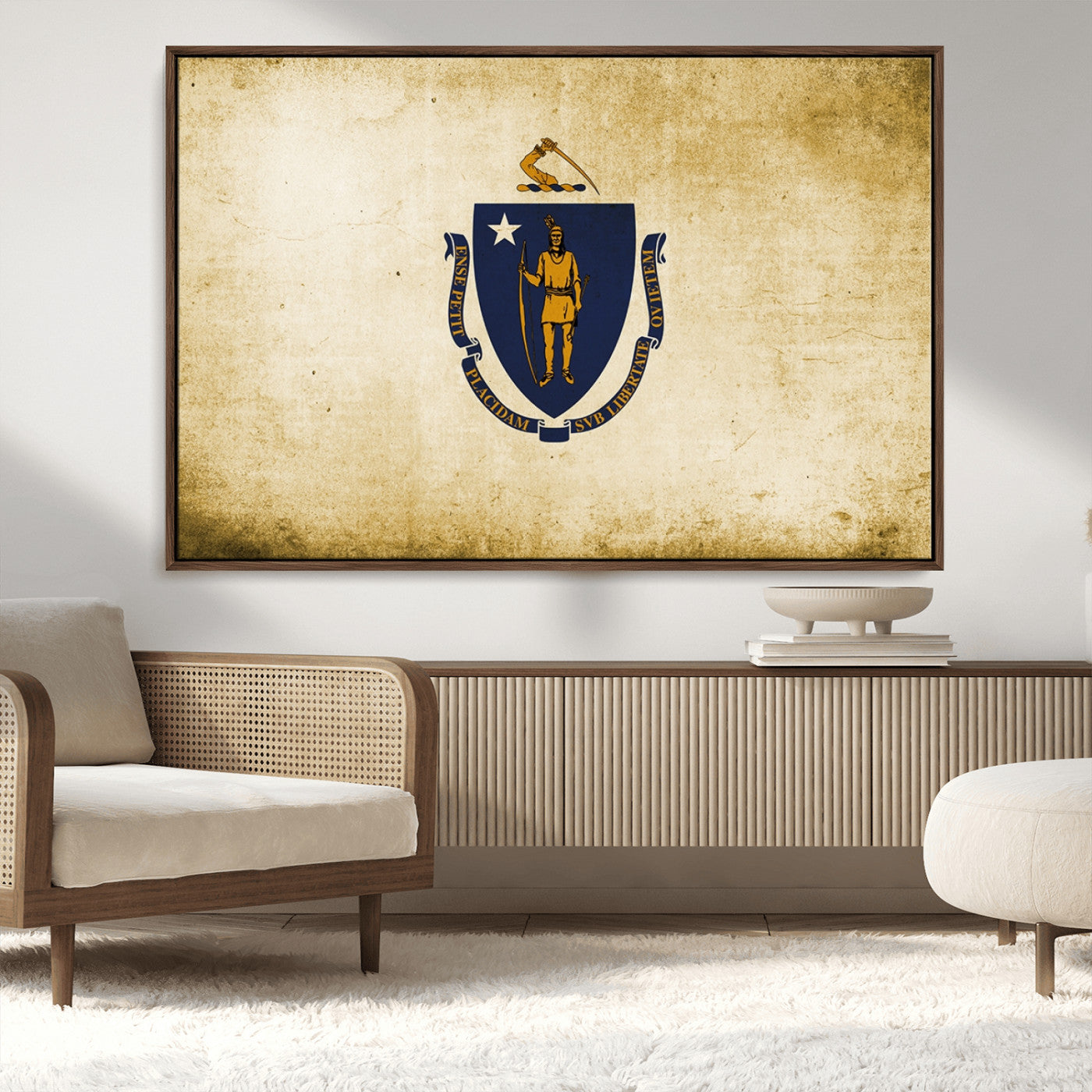 MGV-FC-36X24 - Massachusetts Flag Wall Art Canvas Print