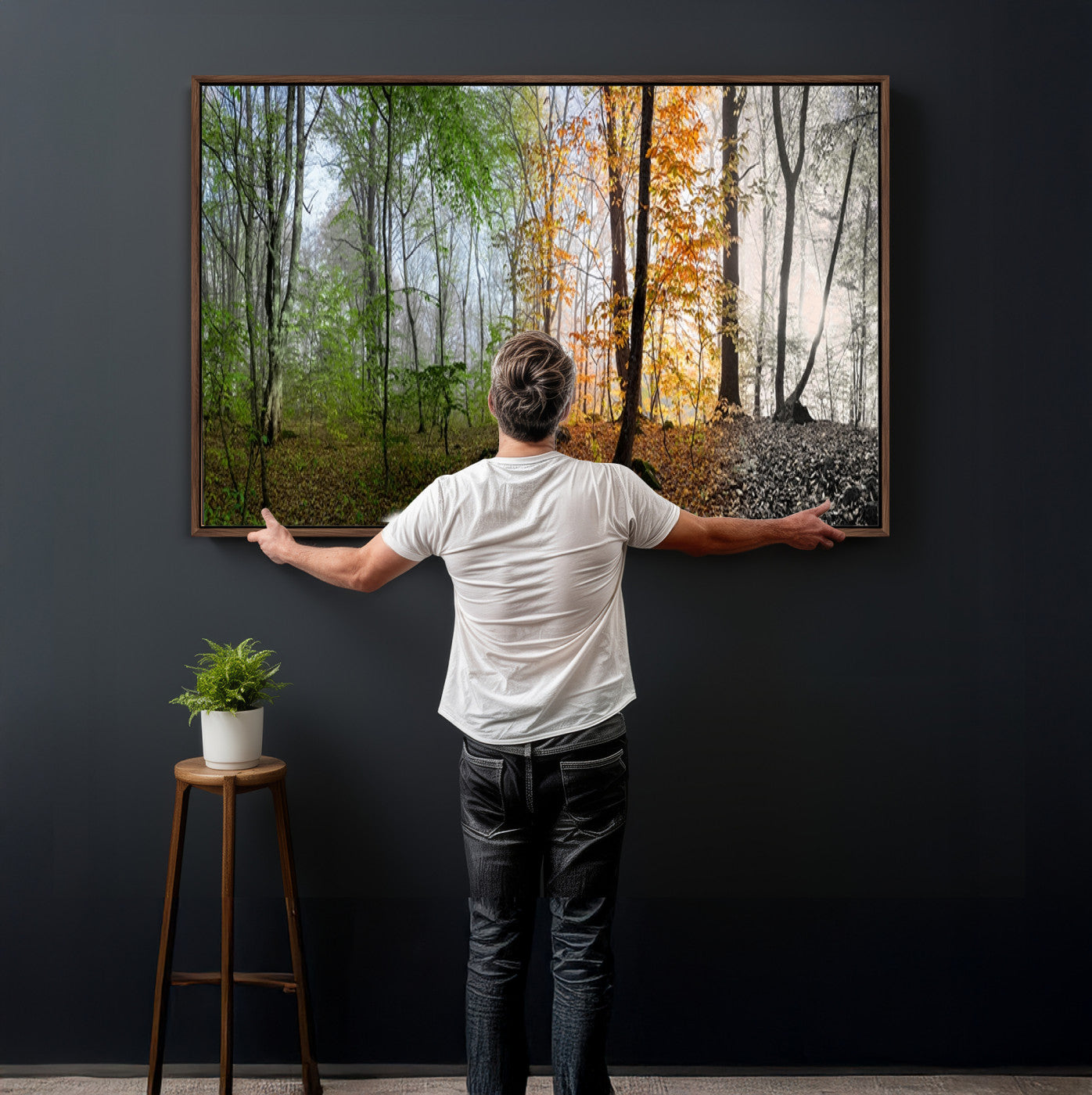 95317-MGV-CV-36X24 - Four Seasons Wall Art Forest Canvas Print – Triptych Seasonal Nature Print – Landscape Decor for Living Room