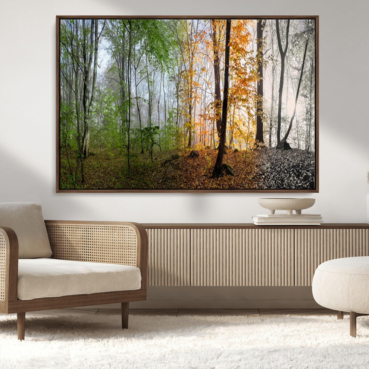MGV-FC-36X24 - Four Seasons Wall Art Forest Canvas Print – Triptych Seasonal Nature Print – Landscape Decor for