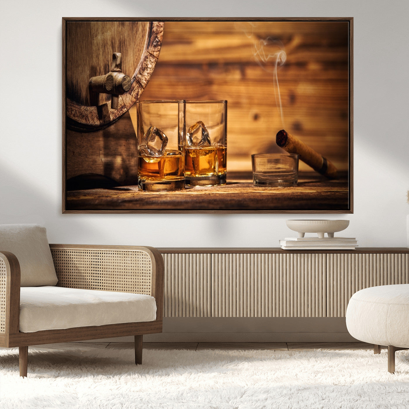 MGV-FC-36X24 - Rustic Whiskey and Barrel Canvas Print