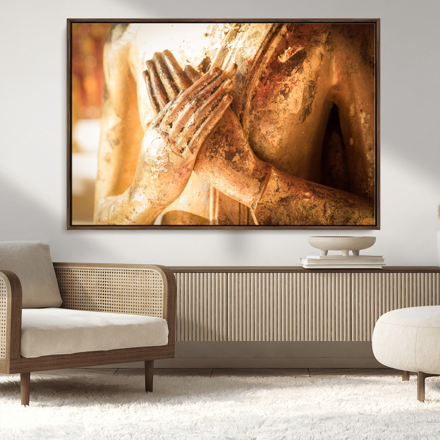 MGV-FC-36X24 - Buddha Statue Hands Wall Art Canvas Print