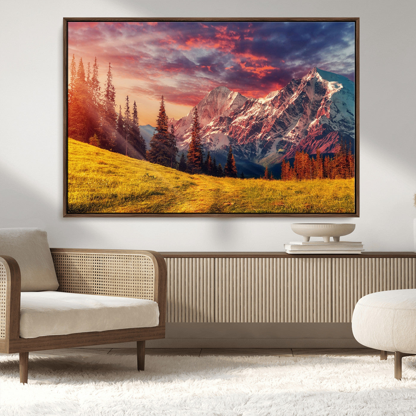 MGV-FC-36X24 - Mountain and Daylight Red Sunset Wall Art Canvas Print