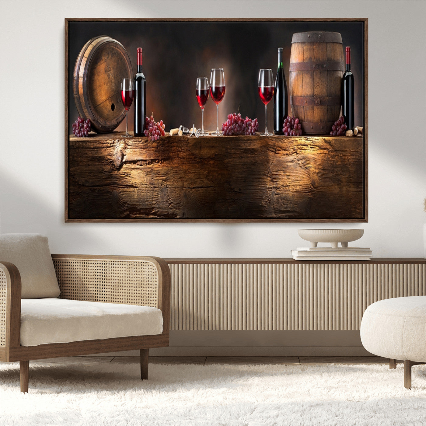 MGV-FC-36X24 - Wine and Barrels Wall Art Canvas Print