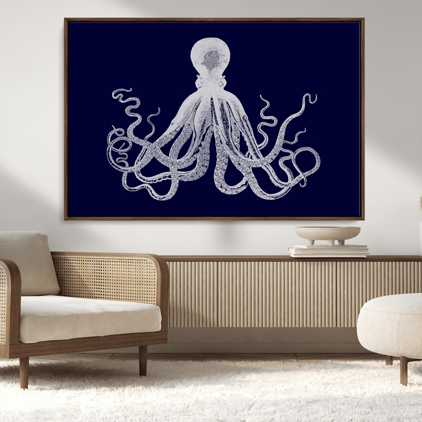 MGV-FC-36X24 - Blue Octopus Wall Art Canvas Print