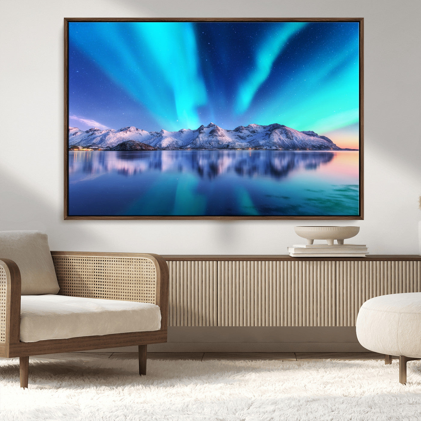 MGV-FC-36X24 - Northern Lights above Mountain Wall Art, Northern Lights Wall Art Canvas Print