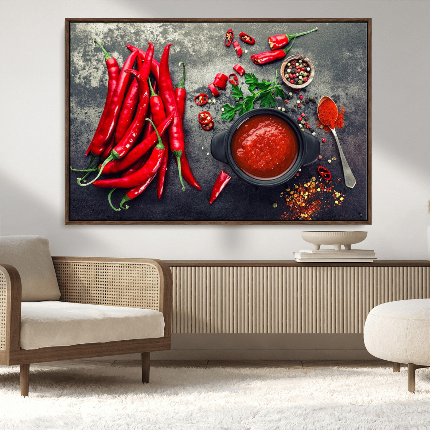 MGV-FC-36X24 - Red Chili Peppers Wall Art Kitchen Artwork Canvas Print