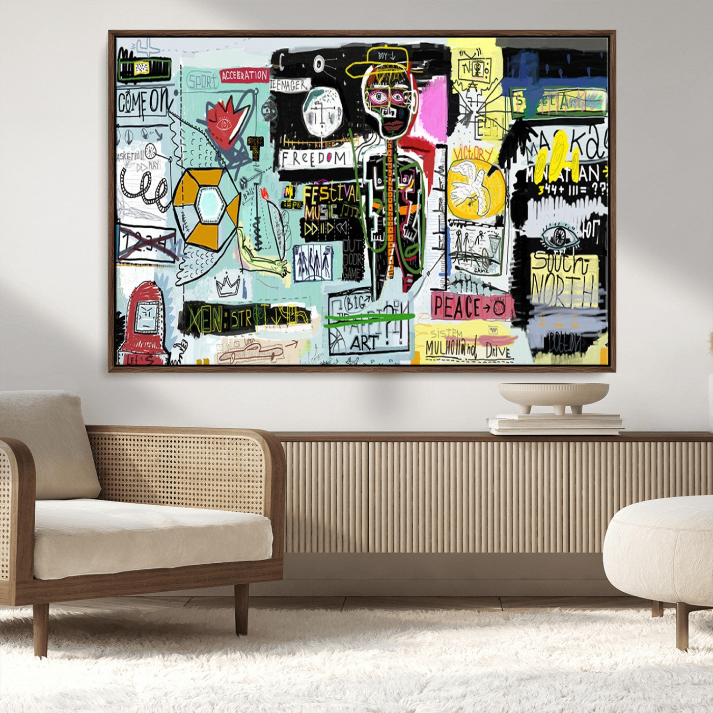 MGV-FC-36X24 - Abstract Graffiti Canvas Street Art-Inspired Graffiti Triptych Canvas – Modern Abstract Wall Art for