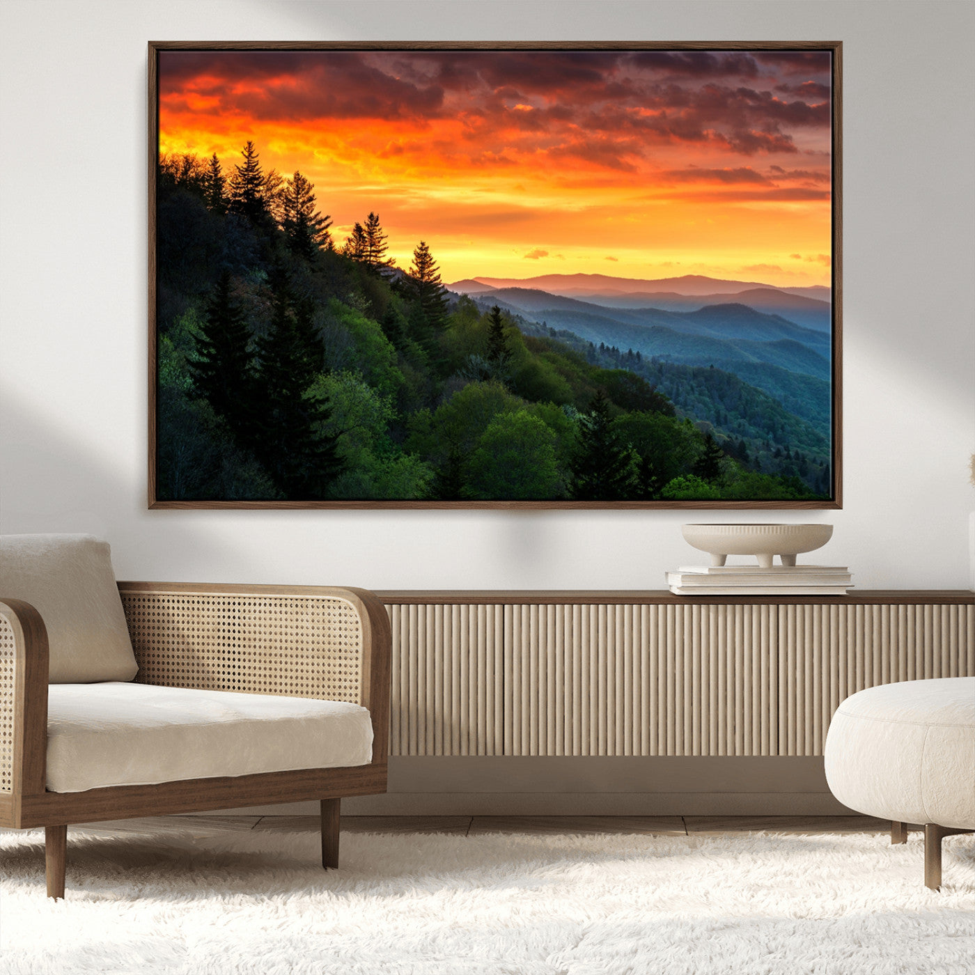 MGV-FC-36X24 - Forest Landscape Wall Art Sunset Canvas, Forest Sunset Canvas Print
