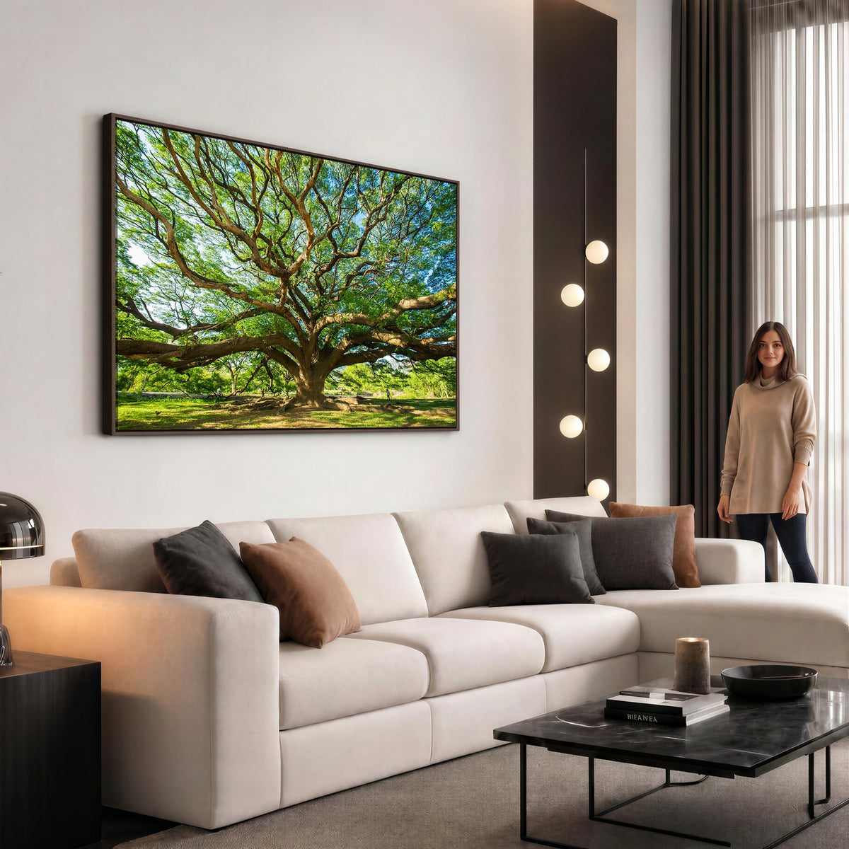70569-MGV-CV-24X16 - Majestic Oak Tree Wall Art | Serene Nature Canvas Print with Spreading Branches