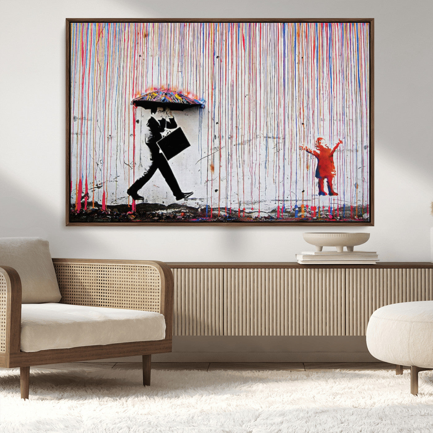 MGV-FC-36X24 - Banksy Wall Art Canvas Print, Framed Graffiti Art Picture Print, Banksy Urban Graffiti Perfect Modern Decor Artwork
