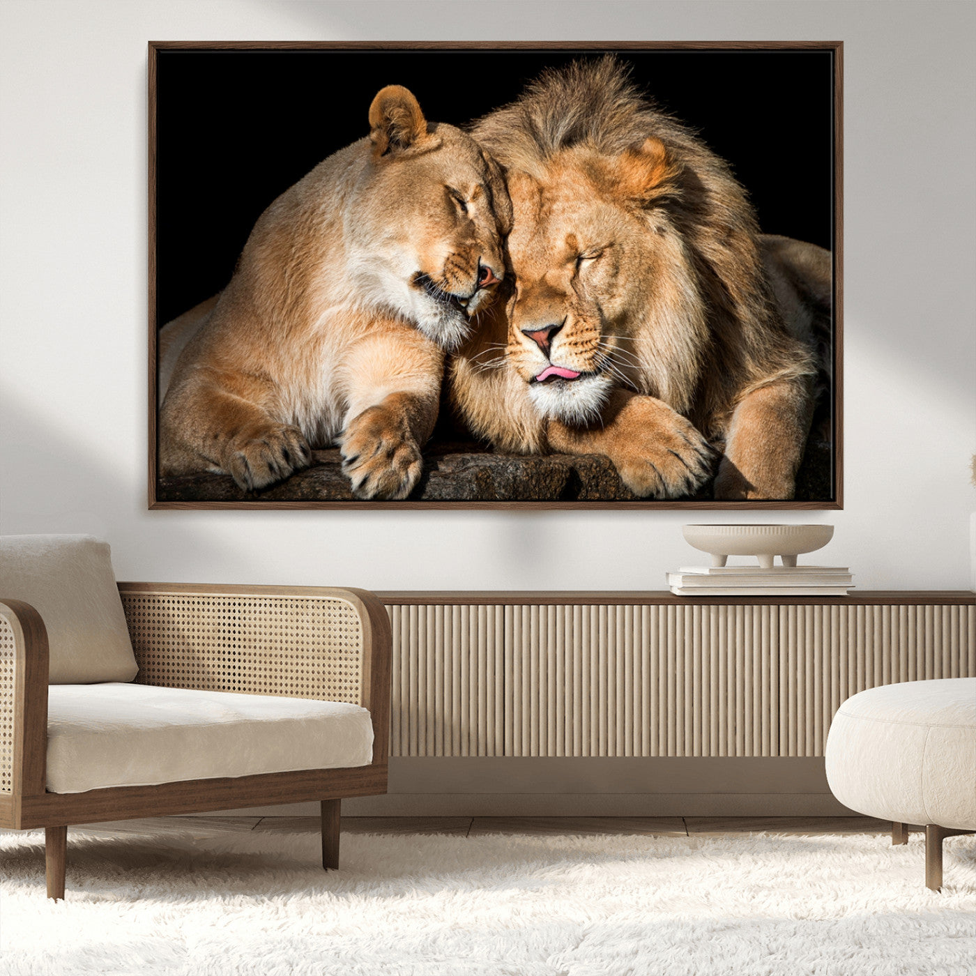 MGV-FC-36X24 - Lion and Lioness Wall Art Print Canvas | 3-Panel African Wildlife Canvas Print | Animal-Themed Art