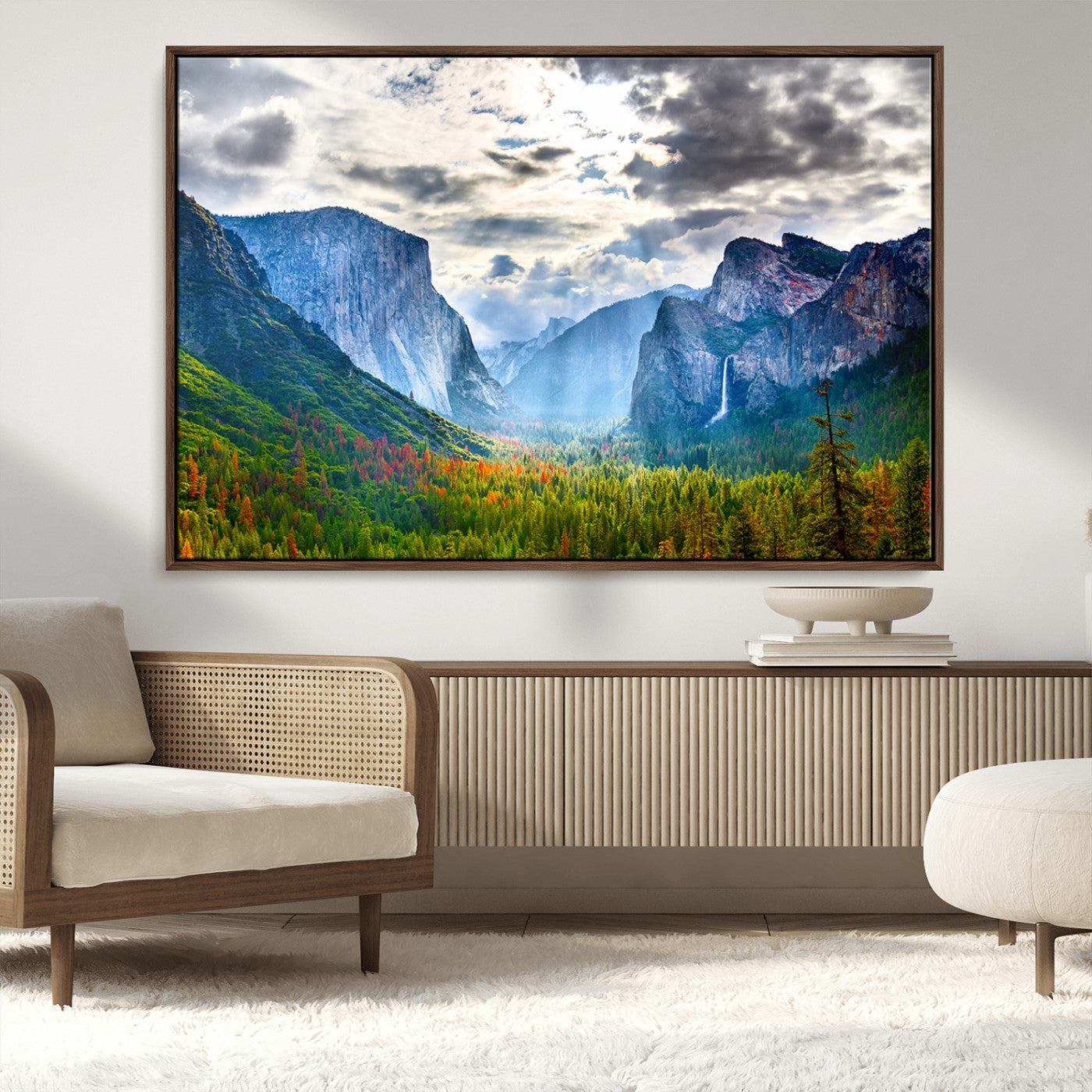 MGV-FC-36X24 - Yosemite Park Half Dome 3 Panel Canvas Print | Large Giclée Landscape Wall Art for Living Room,
