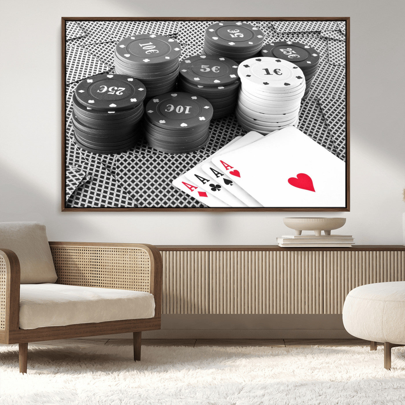 MGV-FC-36X24 - Poker Game Cards Wall Art Canvas, Multi Panel Wall Art Canvas Print