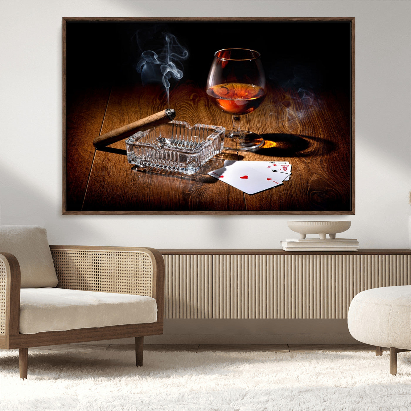 MGV-FC-36X24 - Whiskey Cigar Wall Art Canvas Print Kitchen Wall
