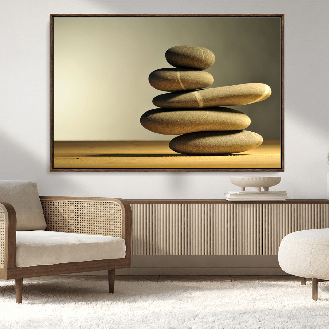 MGV-FC-36X24 - Fluvial Zen Stones Canvas Wall Art Print