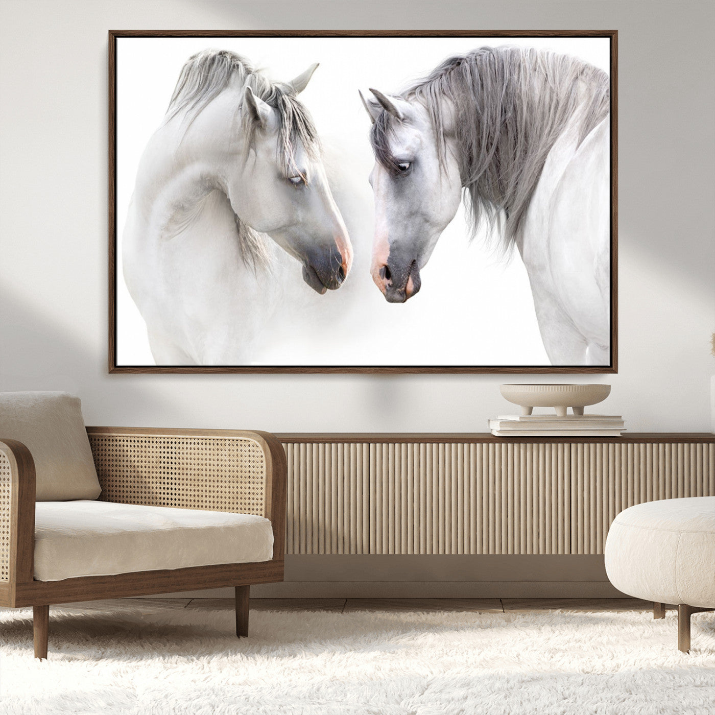 MGV-FC-36X24 - White Horse Wall Art Animal Canvas Print